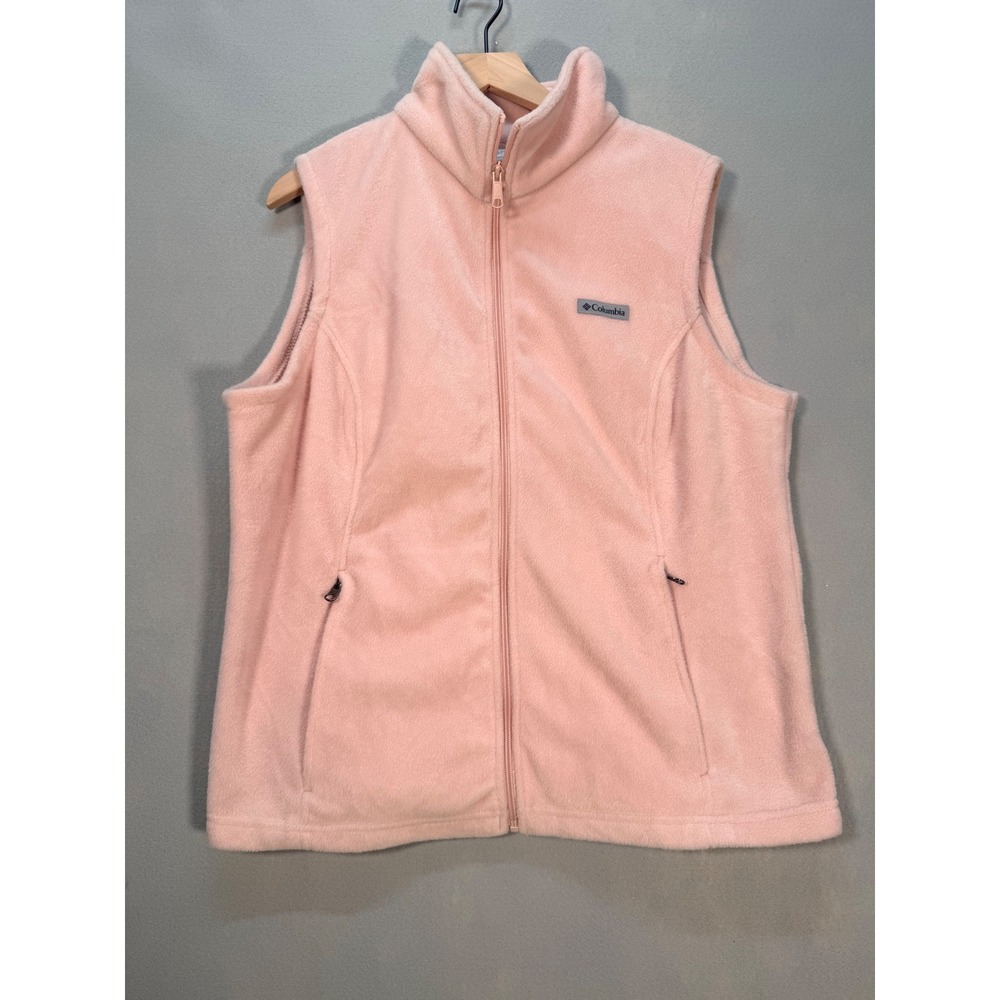 Columbia Benton Springs Fleece Vest Peach Pink Full Zip Womens 1X WW1023